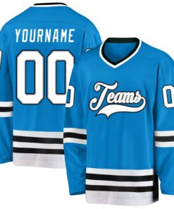 Custom Blue White-Black Hockey Jersey