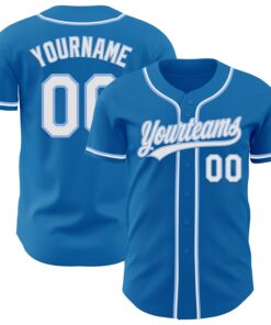 Custom Blue White-Light Blue Authentic Baseball Jersey
