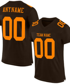 Custom Brown Bay Orange Mesh Authentic Football Jersey