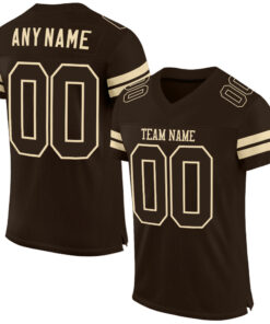Custom Brown Brown-Cream Mesh Authentic Football Jersey