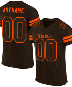 Custom Brown Brown-Orange Mesh Authentic Football Jersey