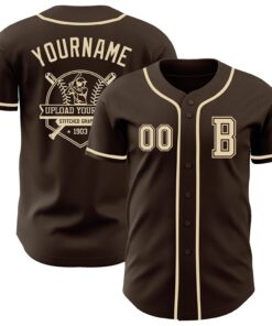 Custom Brown Cream Authentic Baseball Jersey