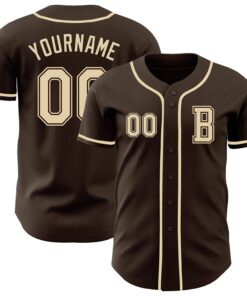 Custom Brown Cream Authentic Baseball Jersey
