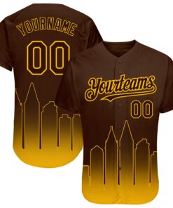 Custom Brown Gold 3D San Diego City Edition Fade Fashion Authentic Baseball Jersey