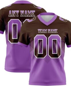 Custom Brown Medium Purple-White Mesh Authentic Gradient Square Shape Flag Football Jersey