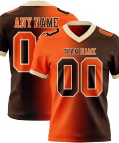 Custom Brown Orange-Cream Mesh Authentic Gradient Fashion Football Jersey