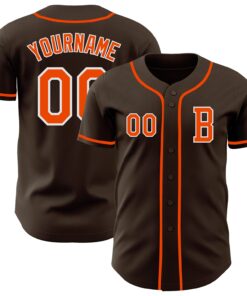 Custom Brown Orange-White Authentic Baseball Jersey