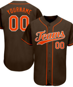 Custom Brown Orange-White Authentic Baseball Jersey