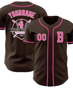Custom Brown Pink-White Authentic Baseball Jersey