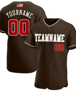 Custom Brown Red-Cream Authentic American Flag Fashion Baseball Jersey