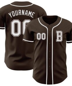 Custom Brown White Authentic Baseball Jersey