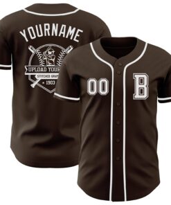 Custom Brown White Authentic Baseball Jersey