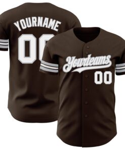 Custom Brown White-Gray Authentic Baseball Jersey