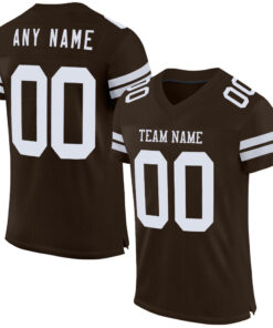 Custom Brown White Mesh Authentic Football Jersey