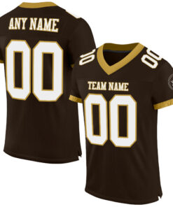 Custom Brown White-Old Gold Mesh Authentic Football Jersey