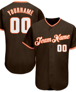 Custom Brown White-Orange Authentic Baseball Jersey