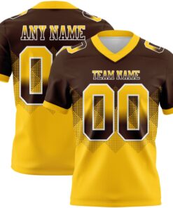 Custom Brown Yellow-White Mesh Authentic Gradient Square Shape Flag Football Jersey