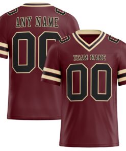 Custom Burgundy Black-City Cream Mesh Authentic Football Jersey