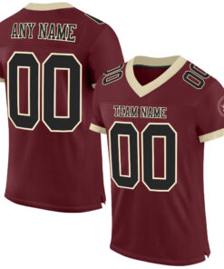 Custom Burgundy Black-Cream Mesh Authentic Football Jersey