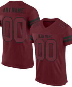 Custom Burgundy Burgundy-Black Mesh Authentic Football Jersey