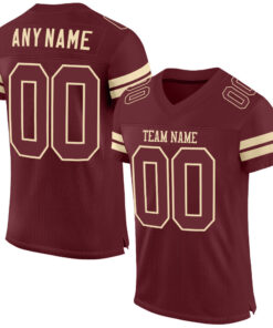 Custom Burgundy Burgundy-Cream Mesh Authentic Football Jersey
