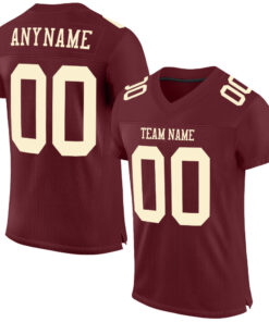 Custom Burgundy Cream Mesh Authentic Football Jersey
