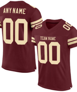 Custom Burgundy Cream Mesh Authentic Football Jersey