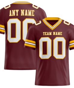 Custom Burgundy White-Gold Mesh Authentic Football Jersey