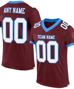 Custom Burgundy White-Powder Blue Mesh Authentic Football Jersey