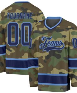 Custom Camo Navy-Light Blue Salute To Service Hockey Jersey
