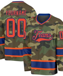 Custom Camo Orange-Royal Salute To Service Hockey Jersey