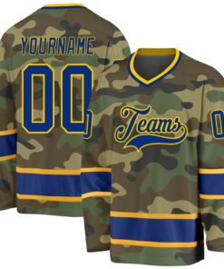 Custom Camo Royal-Gold Salute To Service Hockey Jersey
