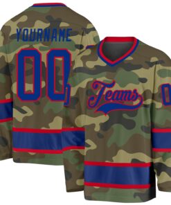 Custom Camo Royal-Red Salute To Service Hockey Jersey