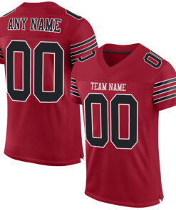 Custom Cardinal Black-White Mesh Authentic Football Jersey