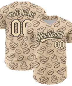 Custom City Cream Black 3D Pattern Design International Coffee Day Authentic Baseball Jersey