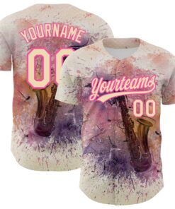 Custom City Cream Pink 3D Pattern Design International Jazz Day Authentic Baseball Jersey