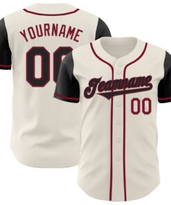 Custom Cream Black-Crimson Authentic Two Tone Baseball Jersey
