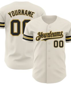 Custom Cream Black-Old Gold Authentic Baseball Jersey
