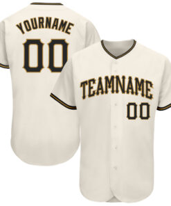 Custom Cream Black-Old Gold Authentic Baseball Jersey