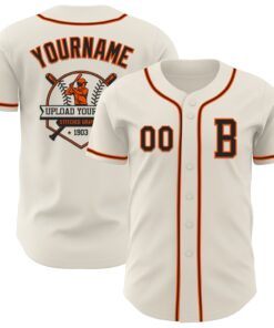 Custom Cream Black-Orange Authentic Baseball Jersey