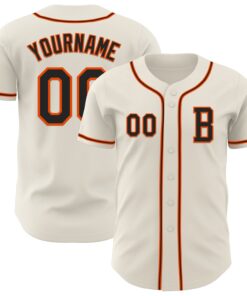 Custom Cream Black-Orange Authentic Baseball Jersey