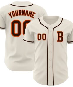 Custom Cream Brown-Orange Authentic Baseball Jersey