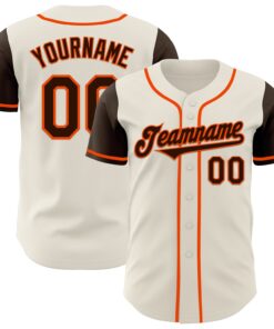 Custom Cream Brown-Orange Authentic Two Tone Baseball Jersey