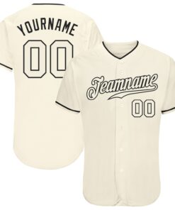 Custom Cream Cream-Black Authentic Baseball Jersey