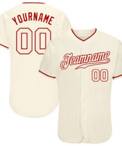 Custom Cream Cream-Red Authentic Baseball Jersey