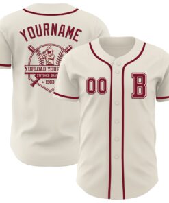 Custom Cream Crimson Authentic Baseball Jersey