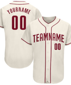 Custom Cream Crimson Authentic Baseball Jersey