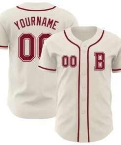 Custom Cream Crimson Authentic Baseball Jersey