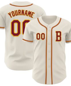Custom Cream Crimson-Gold Authentic Baseball Jersey