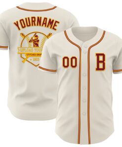 Custom Cream Crimson-Gold Authentic Baseball Jersey